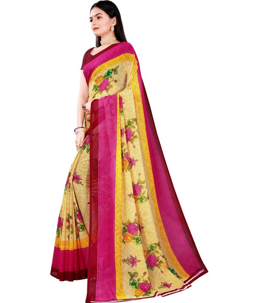     			Vkaran Cotton Silk Colorblock Saree With Blouse Piece - Pink ( Pack of 1 )