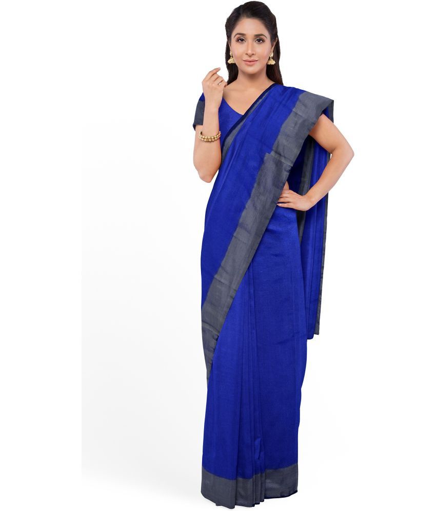     			Vkaran Cotton Silk Embellished Saree With Blouse Piece - Blue ( Pack of 1 )