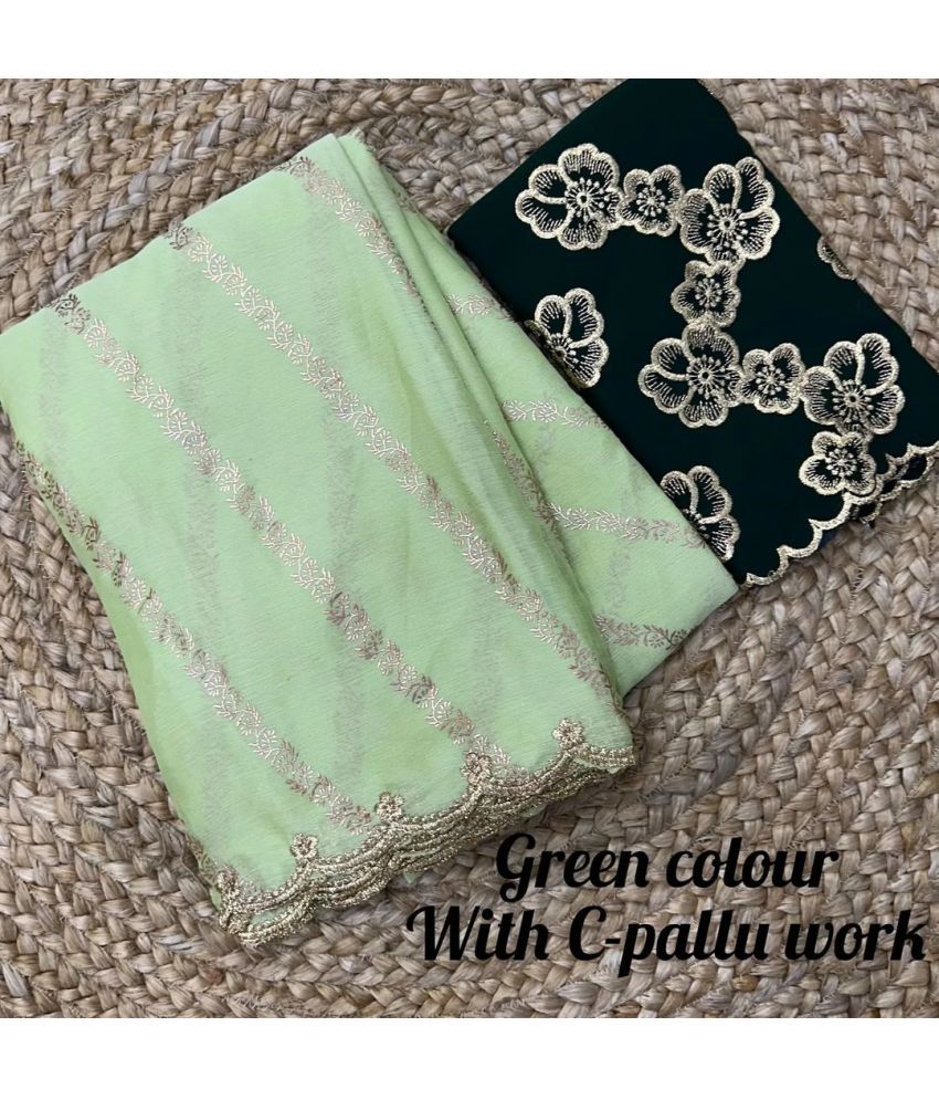     			A.G.M.G FASHION Chiffon Embroidered Saree With Blouse Piece - Light Green ( Pack of 1 )