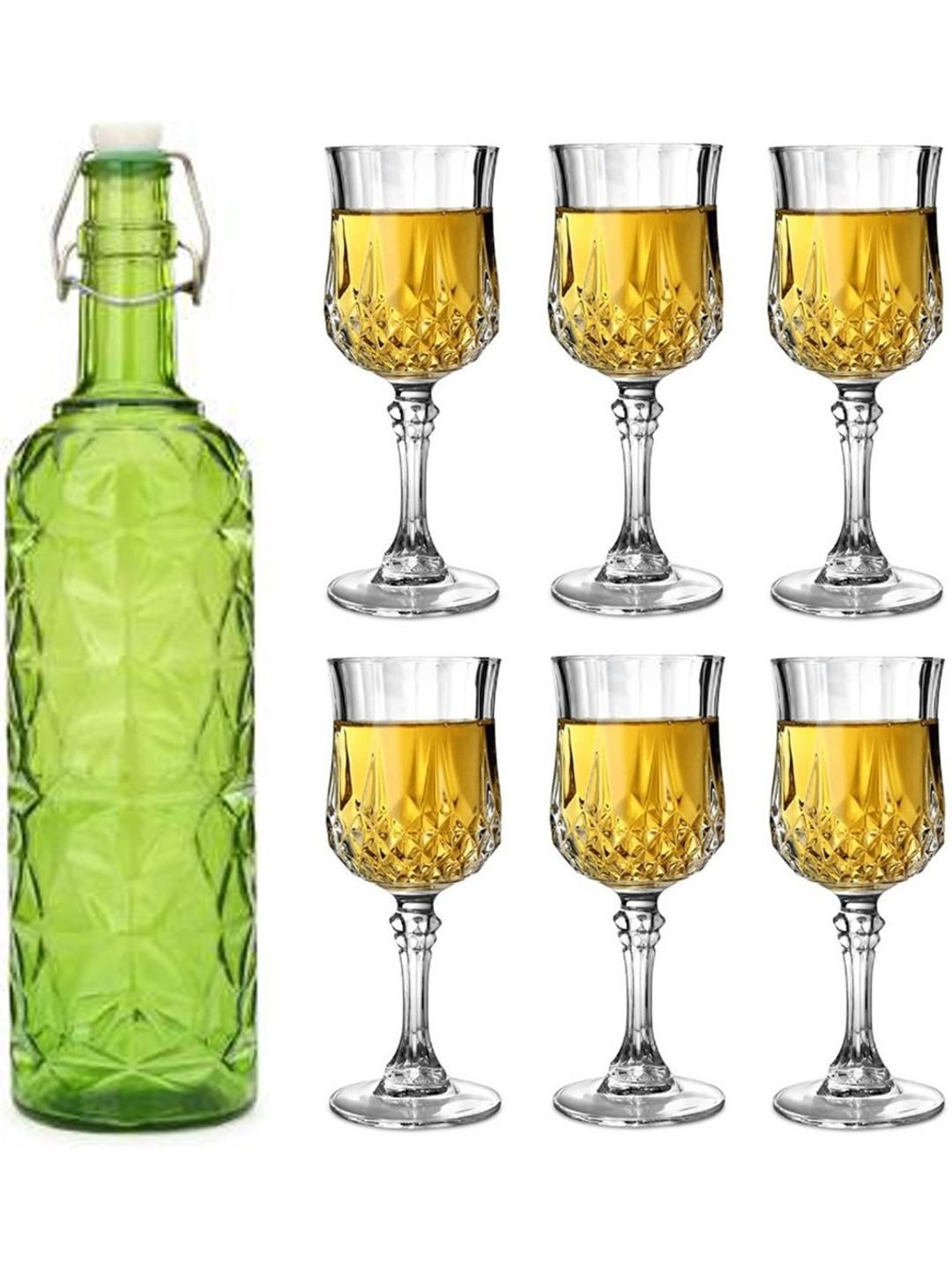     			AFAST Bottle Glass Set Green Glass Water Bottle 100 mL ( Set of 7 )