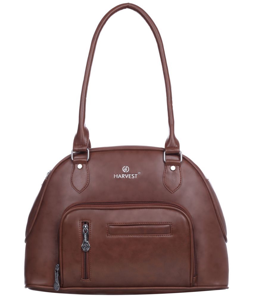     			HARVEST BAGS Tan Faux Leather Shoulder Bag