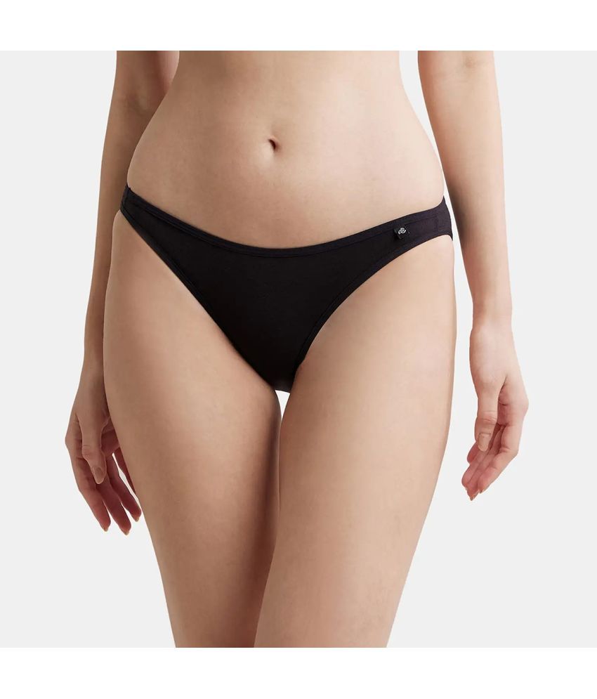     			Jockey SS02 Women Super Combed Cotton Elastane Stretch Low Waist Bikini - Black