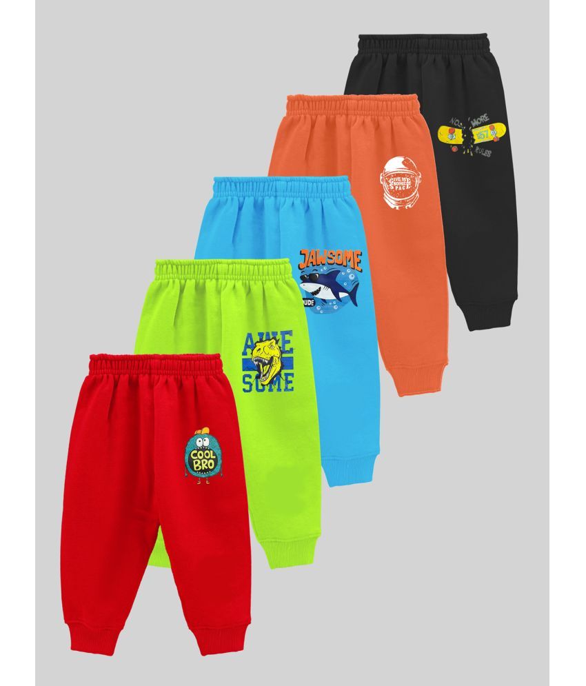     			Kuchipoo Multi Color Cotton Blend Trackpant For Baby Boy ( Pack of 5 )