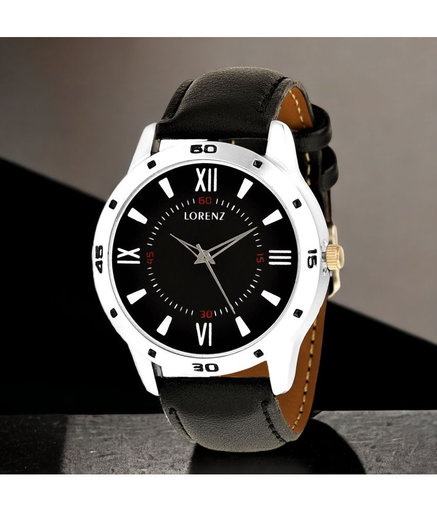     			Lorenz Black PU Analog Men's Watch