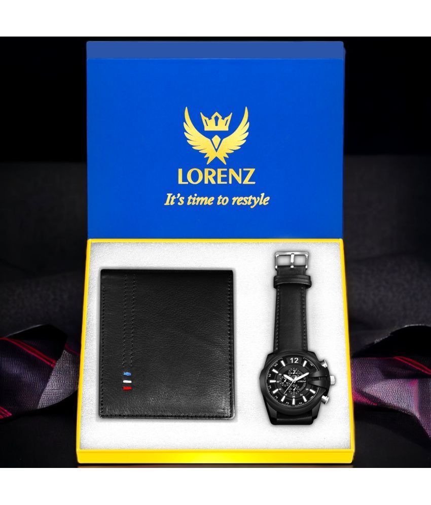     			Lorenz Black PU Analog Men's Watch