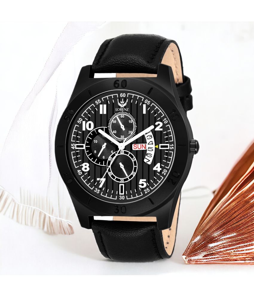     			Lorenz Black PU Analog Men's Watch