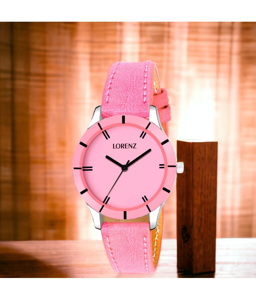     			Lorenz Pink PU Analog Womens Watch