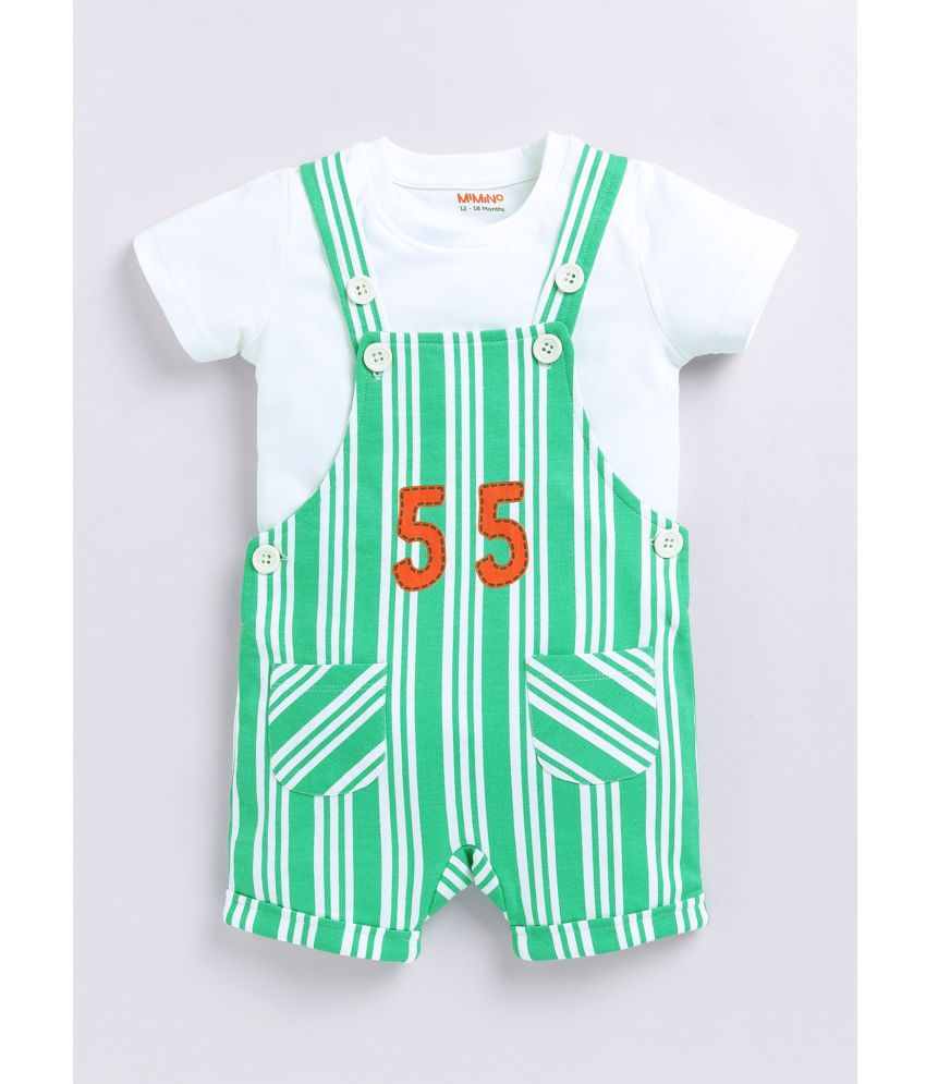     			MIMINO - Green Cotton Girls Dungarees ( Pack of 1 )