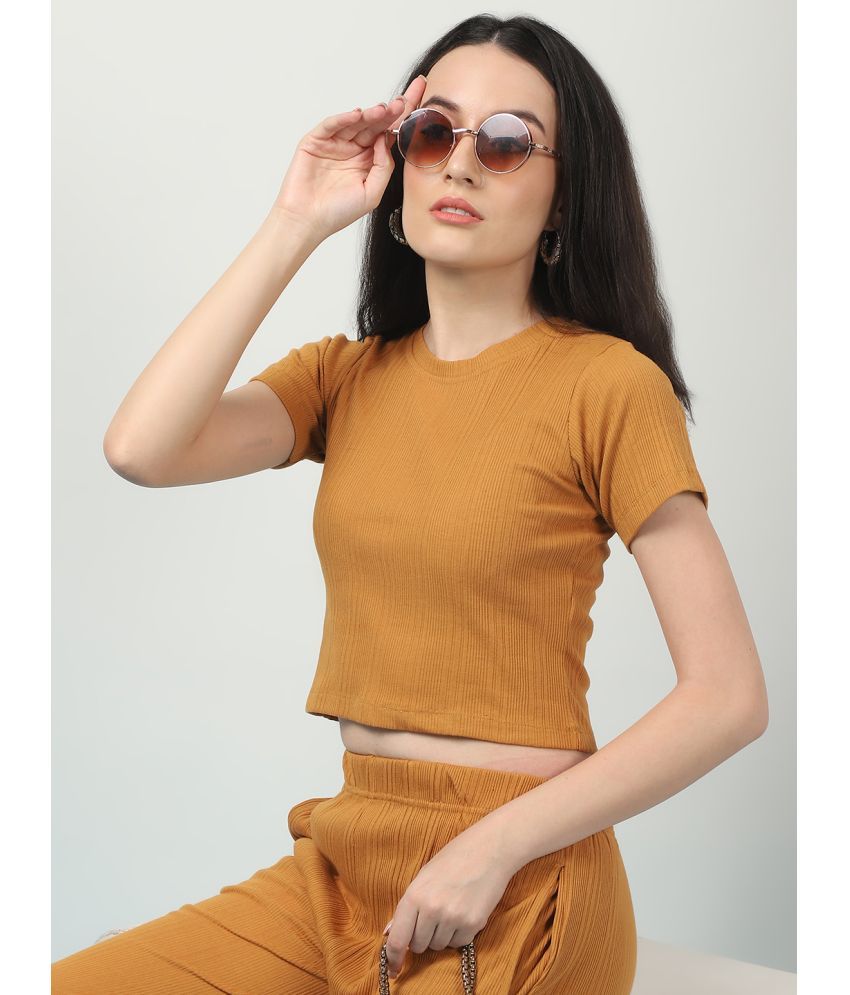     			Rigo Brown Solid Pant Top Set