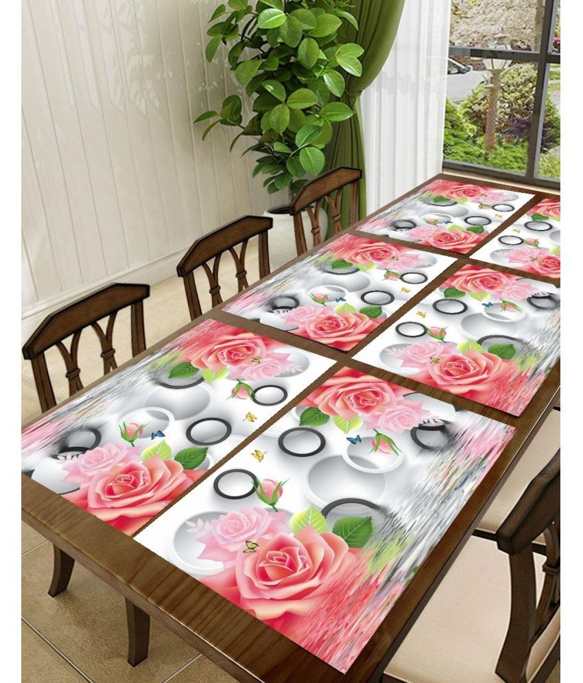     			Sanraksshan PVC Floral Rectangle Table Mats ( 40 cm x 32 cm ) Pack of 6 - Multi