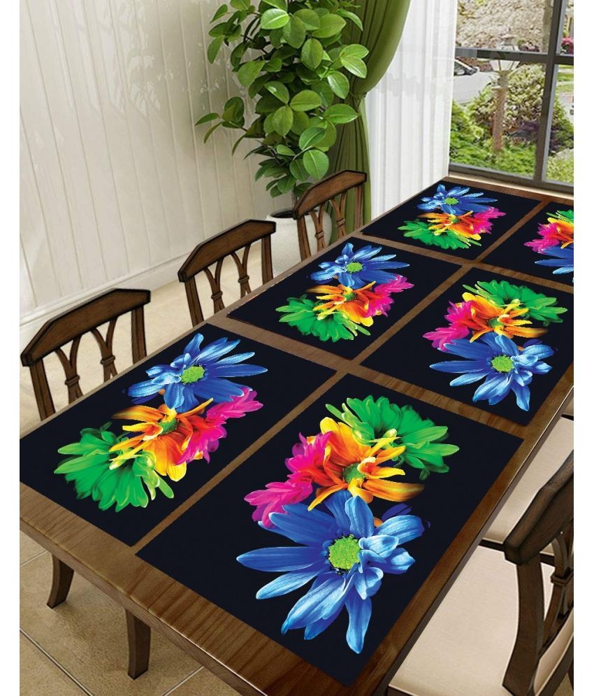     			Sanraksshan PVC Floral Rectangle Table Mats ( 40 cm x 32 cm ) Pack of 6 - Multi