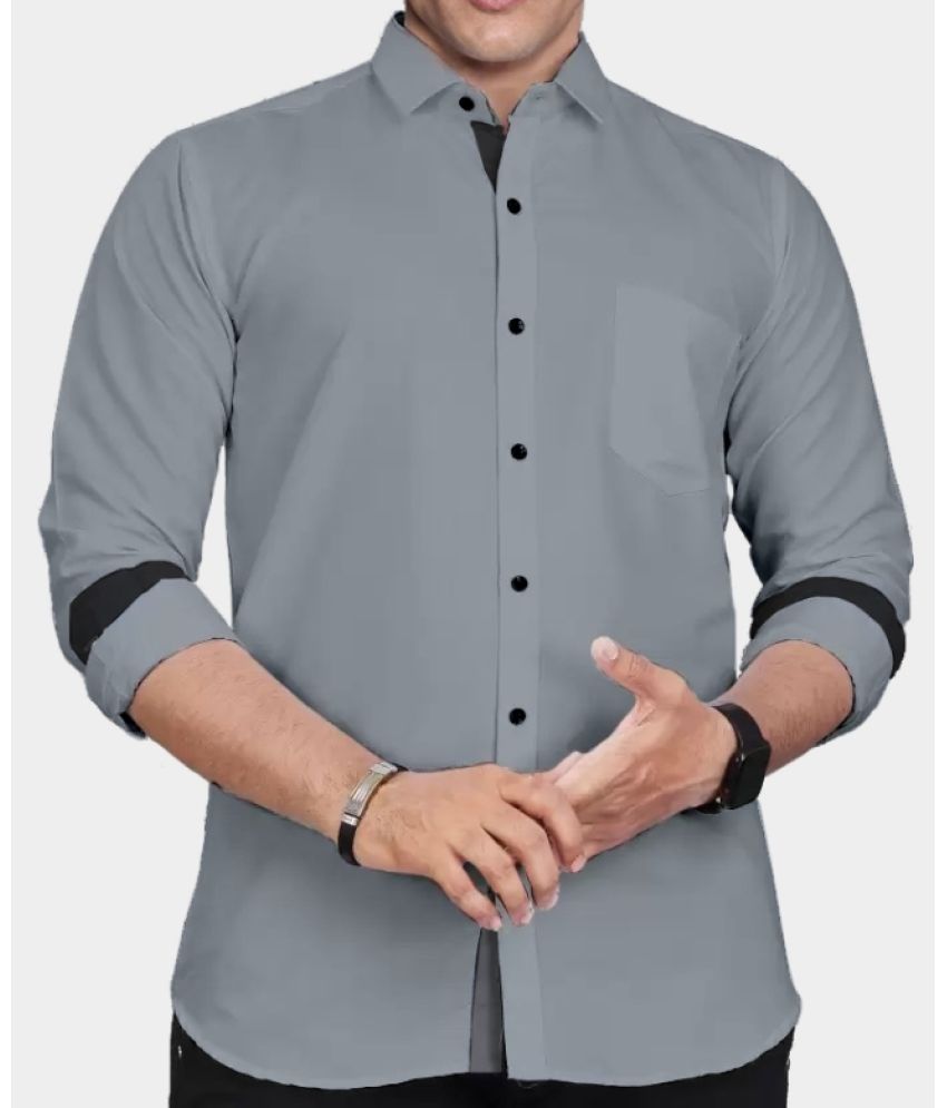     			Supersquad Cotton Blend Regular Fit Solids Full Sleeves Men's Casual Shirt - Grey ( Pack of 1 )