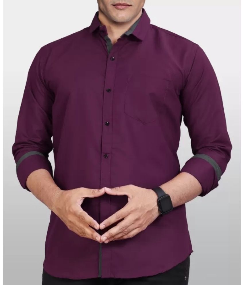     			Supersquad Cotton Blend Regular Fit Solids Full Sleeves Men's Casual Shirt - Purple ( Pack of 1 )