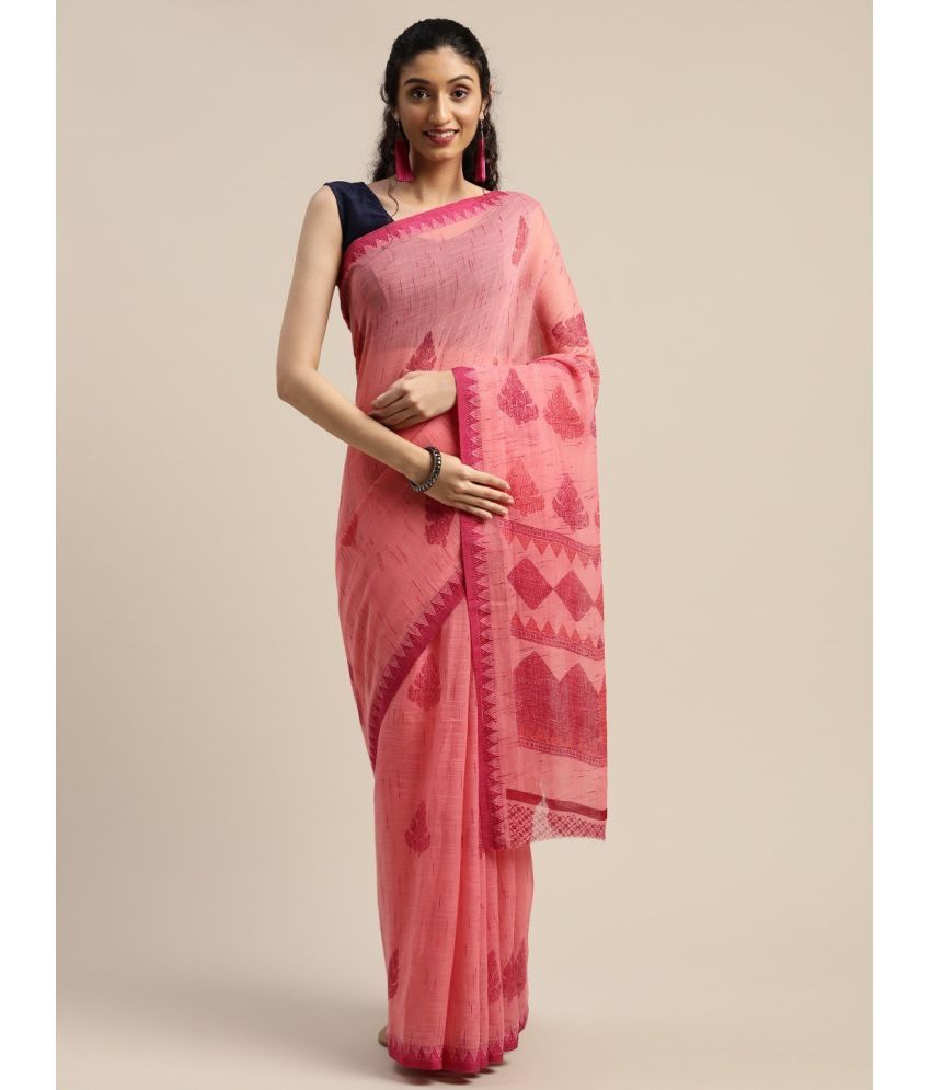     			Vaamsi Art Silk Printed Saree With Blouse Piece - Pink ( Pack of 1 )