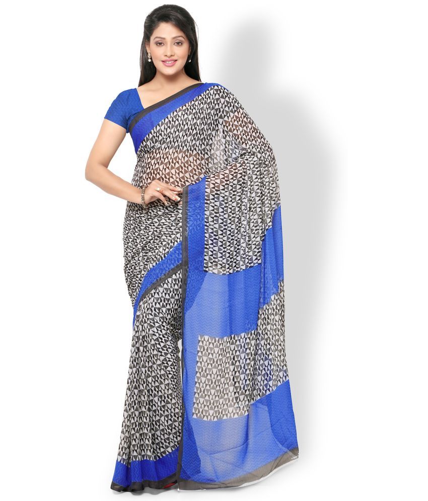     			Vaamsi Chiffon Printed Saree With Blouse Piece - Blue ( Pack of 1 )