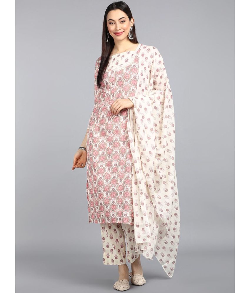     			Vaamsi Cotton Printed Kurti With Pants Women's Stitched Salwar Suit - Off White ( Pack of 1 )