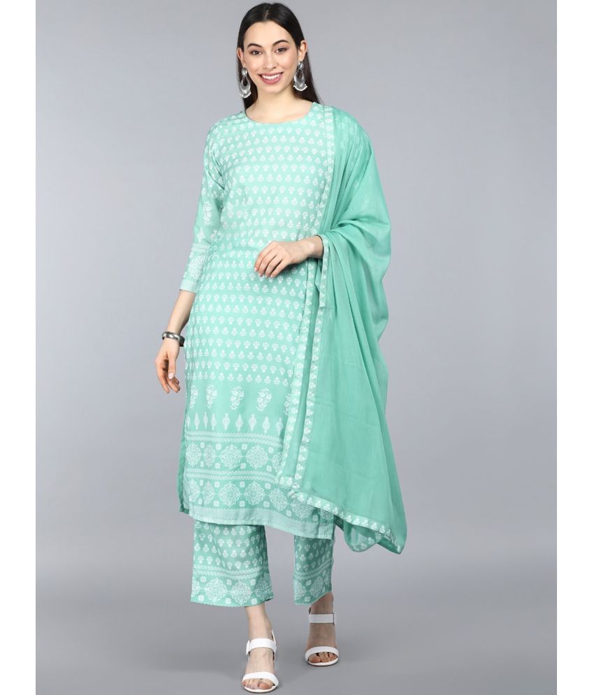     			Vaamsi Crepe Printed Kurti With Pants Women's Stitched Salwar Suit - Sea Green ( Pack of 1 )