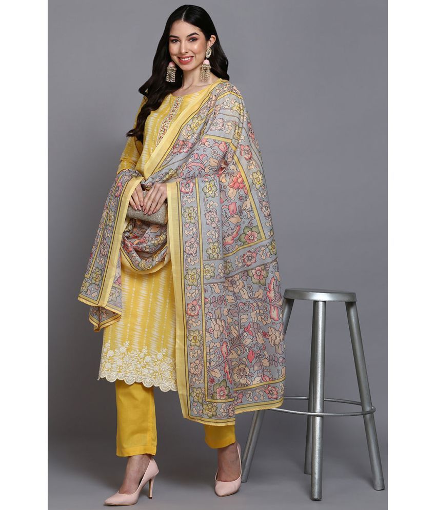     			Vaamsi Rayon Printed Kurti With Pants Women's Stitched Salwar Suit - Yellow ( Pack of 1 )