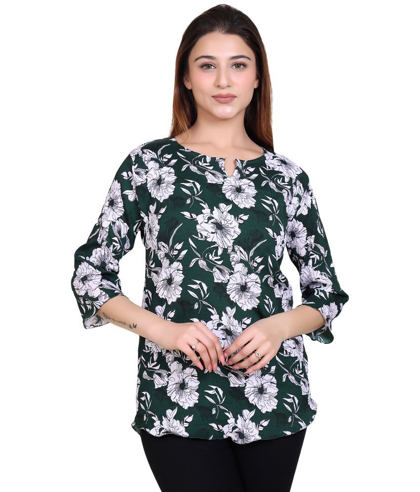     			Varenyam Green Rayon Women's Regular Top ( Pack of 1 )