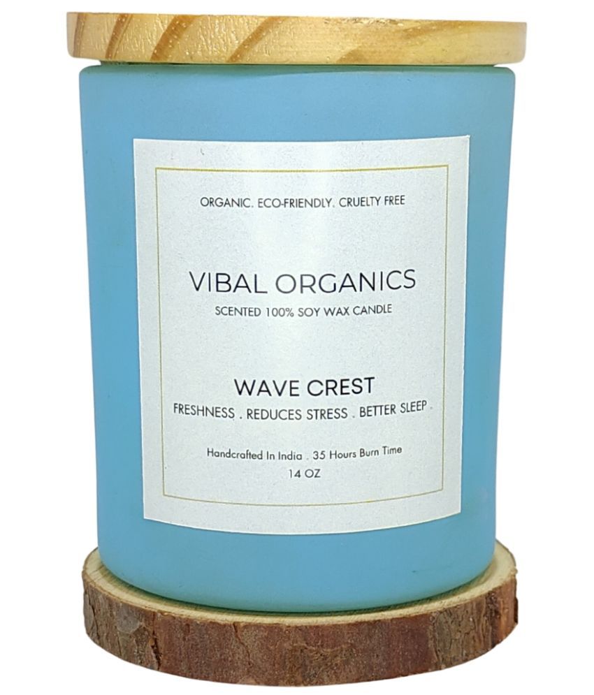     			Vibal Organics Blue Jar Candle 10 cm ( Pack of 1 )