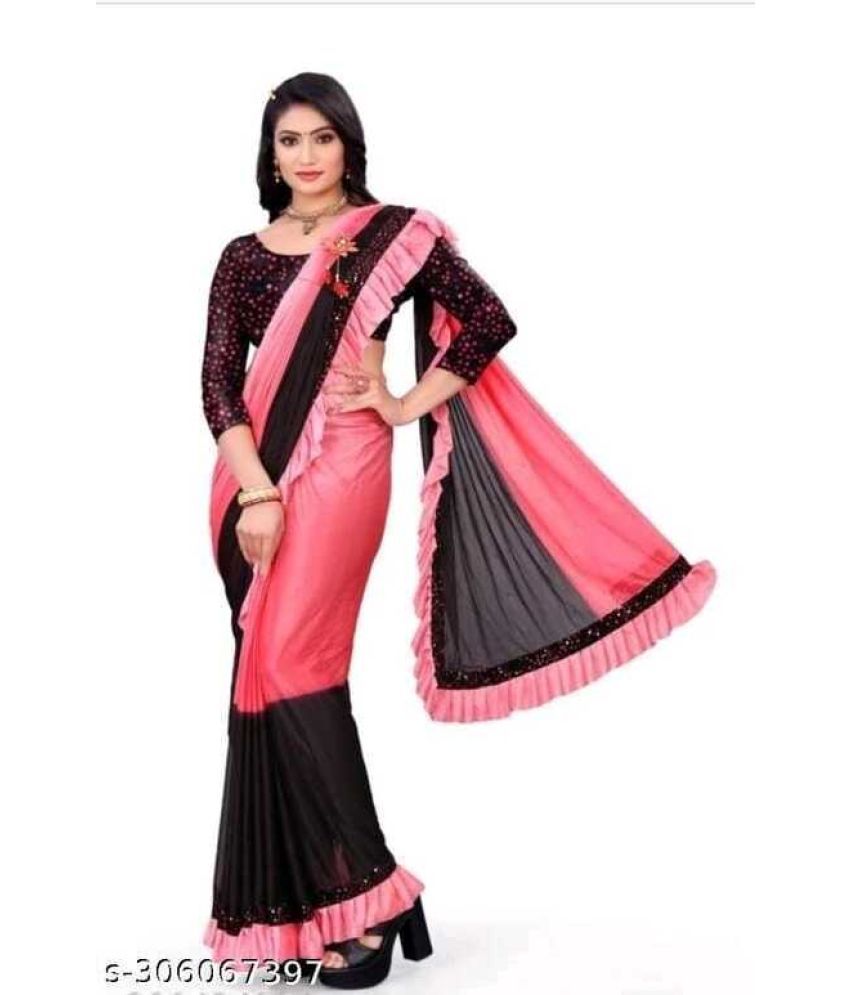     			Vkaran Cotton Silk Applique Saree Without Blouse Piece - Pink ( Pack of 1 )