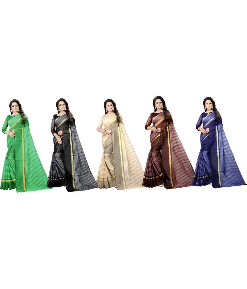     			Vkaran Cotton Silk Printed Saree Without Blouse Piece - Green ( Pack of 1 )