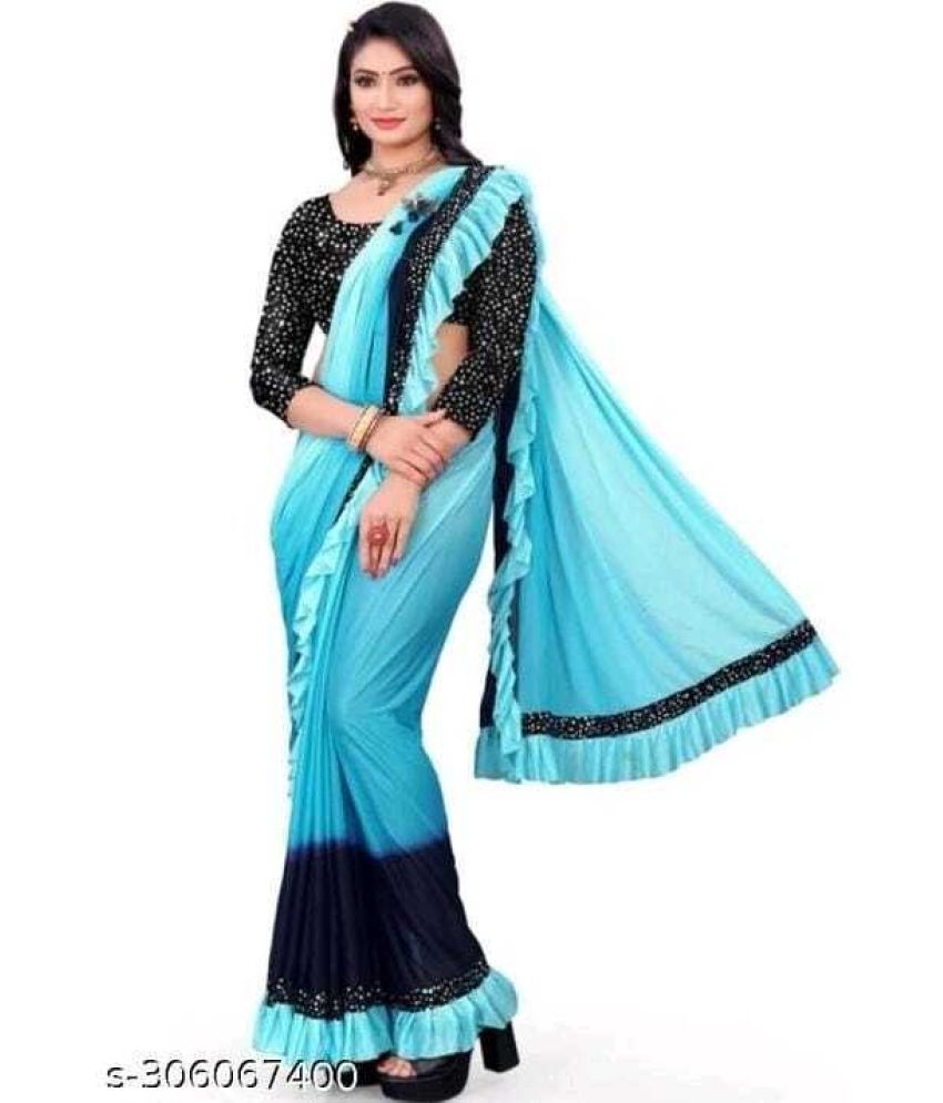     			Vkaran Cotton Silk Woven Saree Without Blouse Piece - Blue ( Pack of 1 )