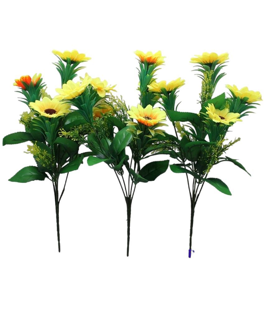     			Hidooa - Yellow Sunflower Artificial Flowers Bunch ( Pack of 3 )