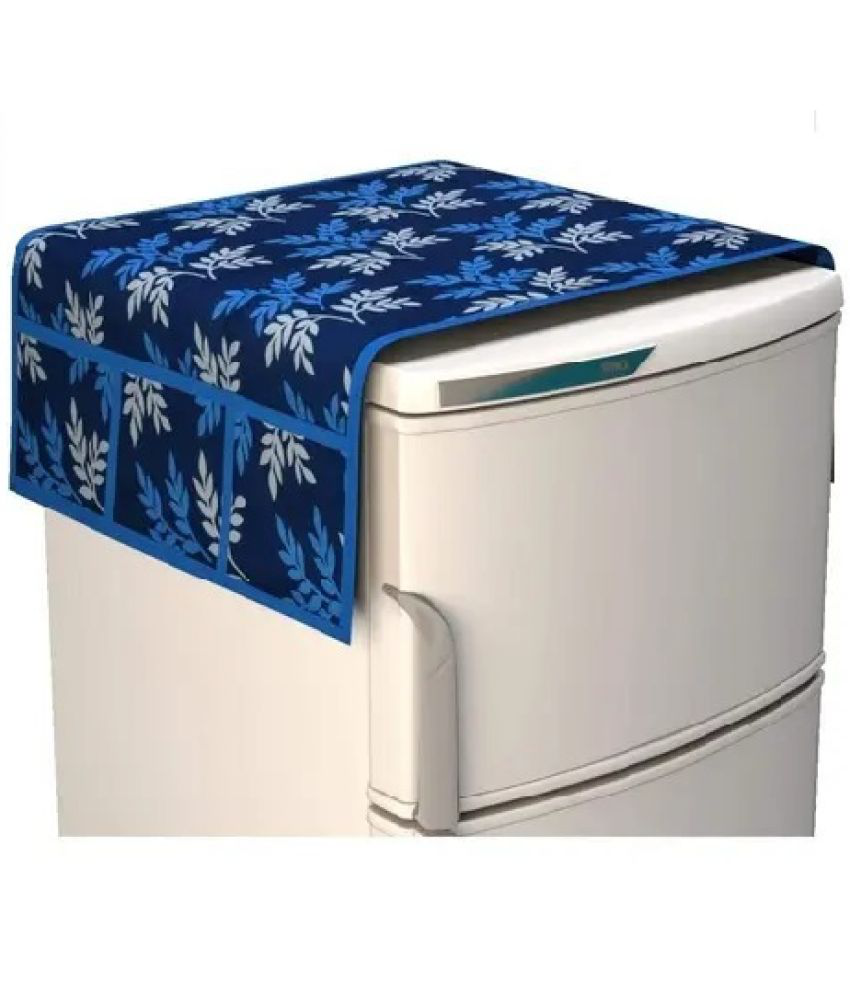     			KALRA MAGIC Polyester Floral Printed Fridge Covers ( 94 54 ) Pack of 1 - Blue