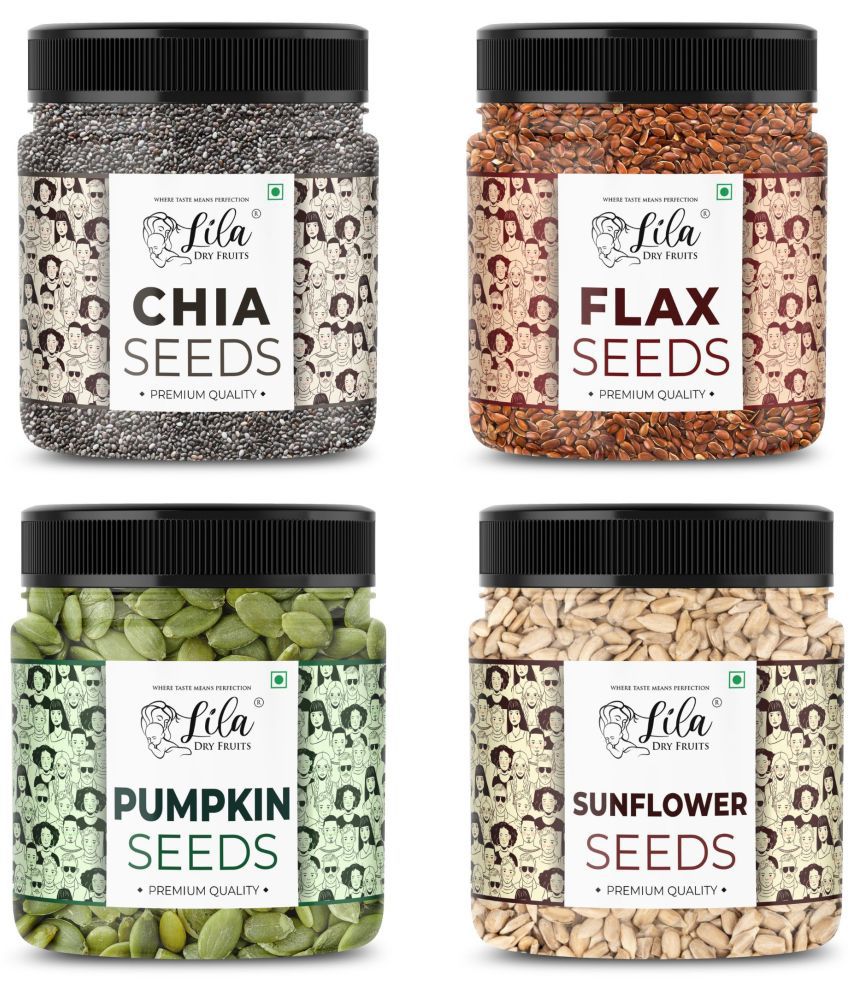     			LILA DRY FRUITS 4 Superseed Combo (Chia, Pumpkin, Sunflower & Flax) 500g each (2kgs total) Jar Pack