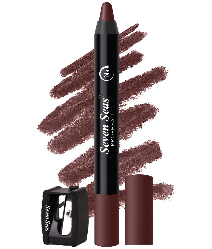     			Seven Seas Matte Mood Non Transfer Crayon Lipstick | Long Lasting Crayon Lipstick (Fiery Maroon)