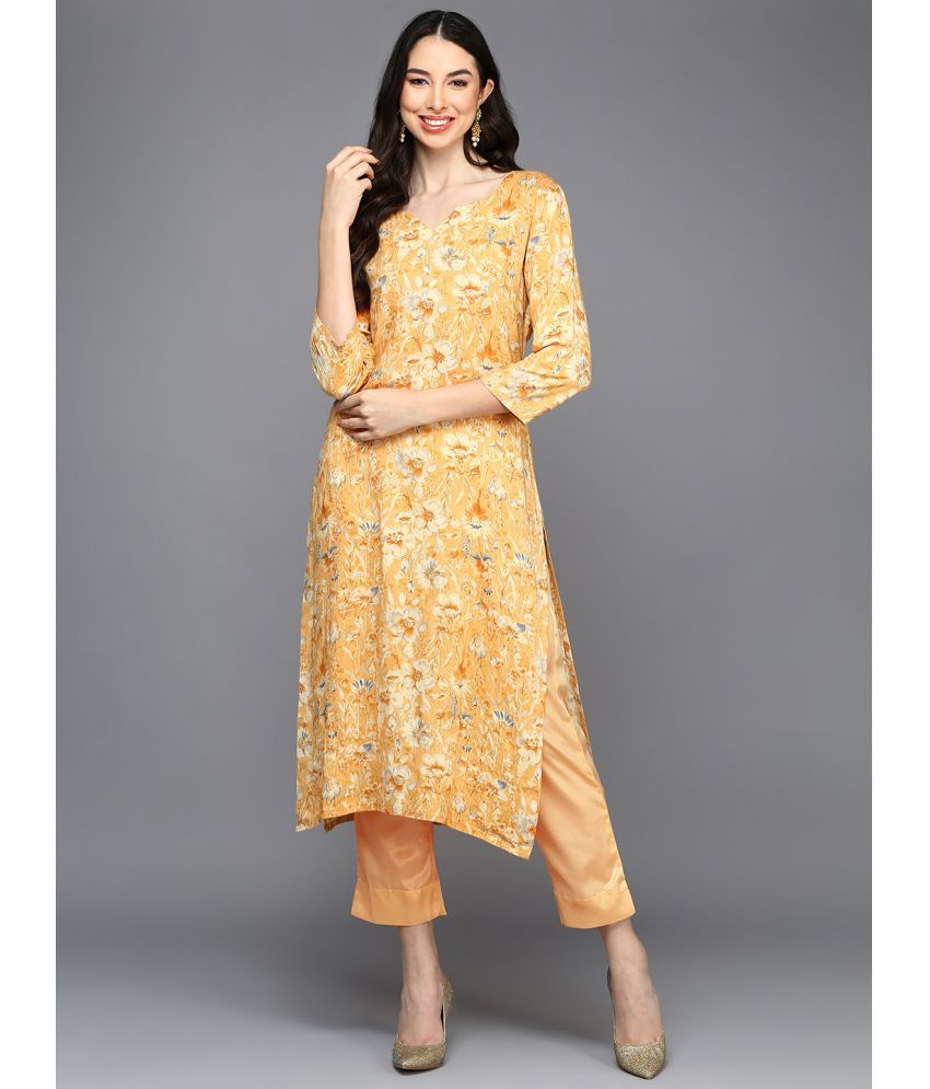     			Vaamsi Viscose Printed Straight Women's Kurti - Yellow ( Pack of 1 )