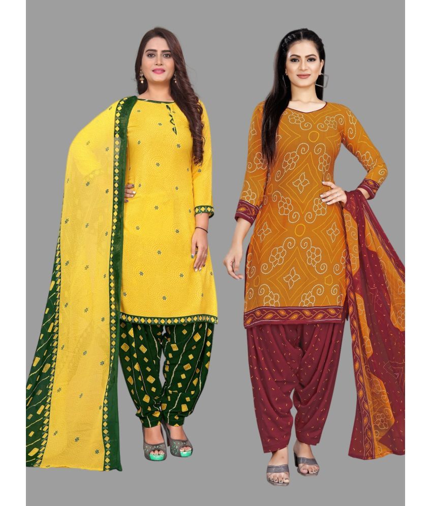     			WOW ETHNIC Unstitched Crepe Printed Dress Material - Multicolor ( Pack of 2 )