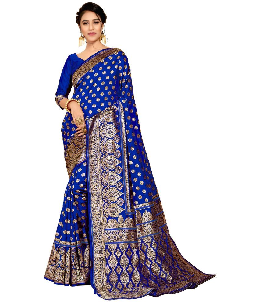     			kedar fab Jacquard Woven Saree With Blouse Piece - Light Blue ( Pack of 1 )