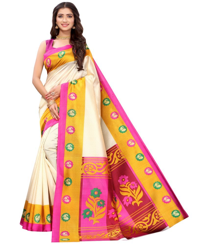     			Aadvika Art Silk Printed Saree With Blouse Piece - Multicolour ( Pack of 1 )