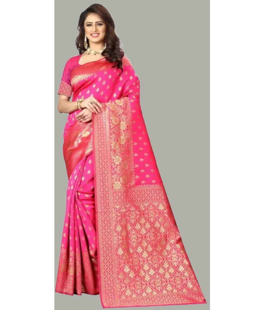     			GARIYA Banarasi Silk Embellished Saree With Blouse Piece - Rani ( Pack of 1 )