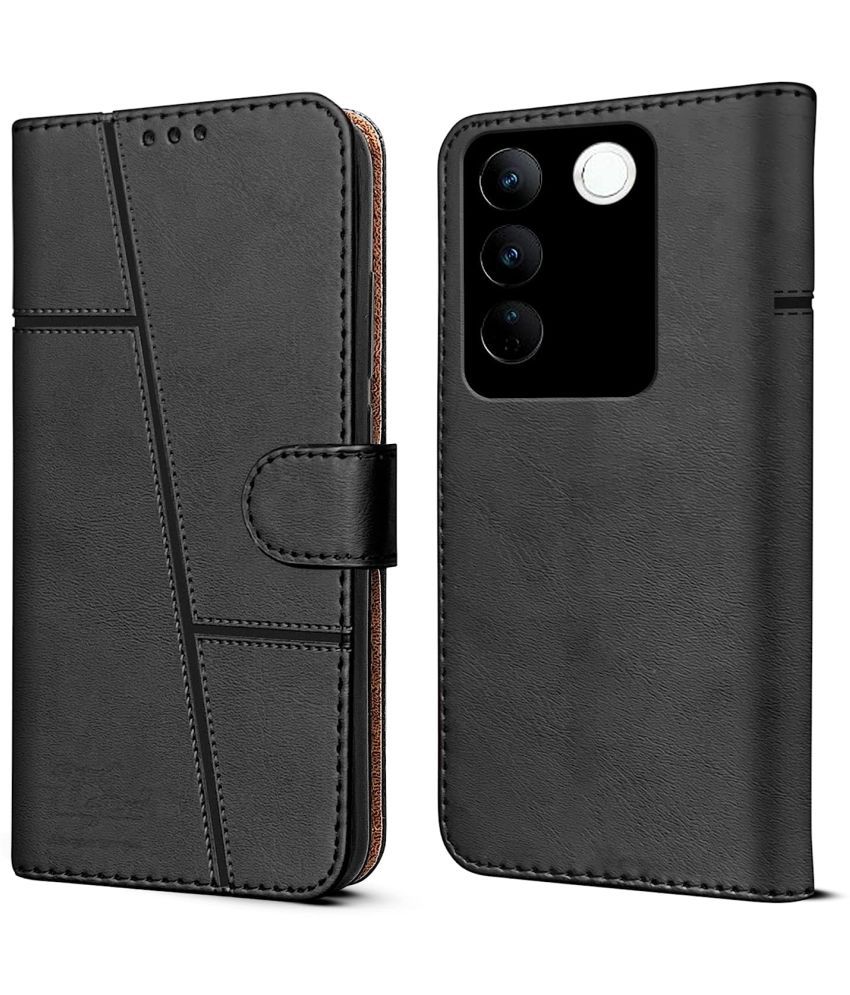     			NBOX Black Flip Cover Artificial Leather Compatible For Vivo T3 5G ( Pack of 1 )
