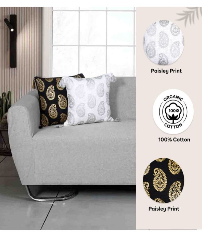     			ODE & CLEO Set of 5 Cotton Ethnic Square Cushion Cover (45X45)cm - Black