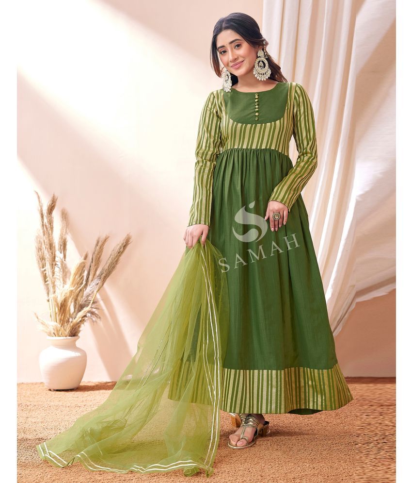     			Skylee Chiffon Self Design Kurti With Pants Women's Stitched Salwar Suit - Green ( Pack of 1 )