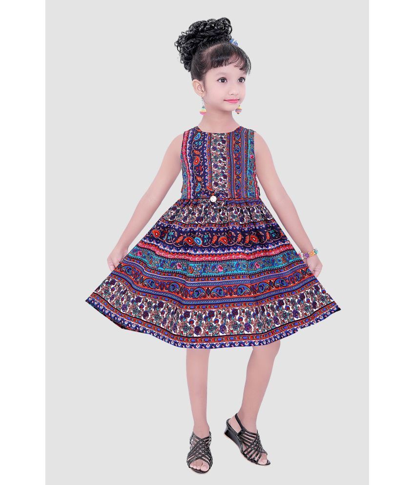     			9stiches Multicolor Cotton Blend Girls Frock ( Pack of 1 )