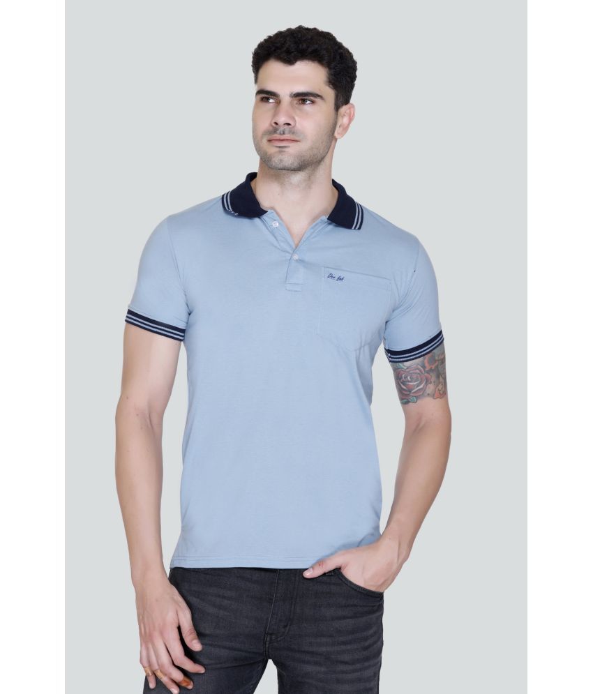     			DeeFab Cotton Blend Regular Fit Solid Half Sleeves Men's Polo T Shirt - Blue ( Pack of 1 )