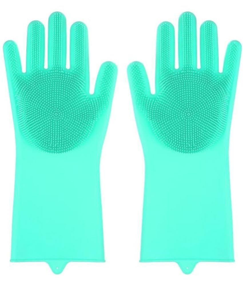     			Shopeleven Green Rubber Free Size Cleaning Gloves ( Pack of 1 )