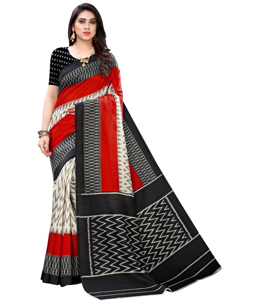     			Aadvika Art Silk Printed Saree With Blouse Piece - Black ( Pack of 1 )