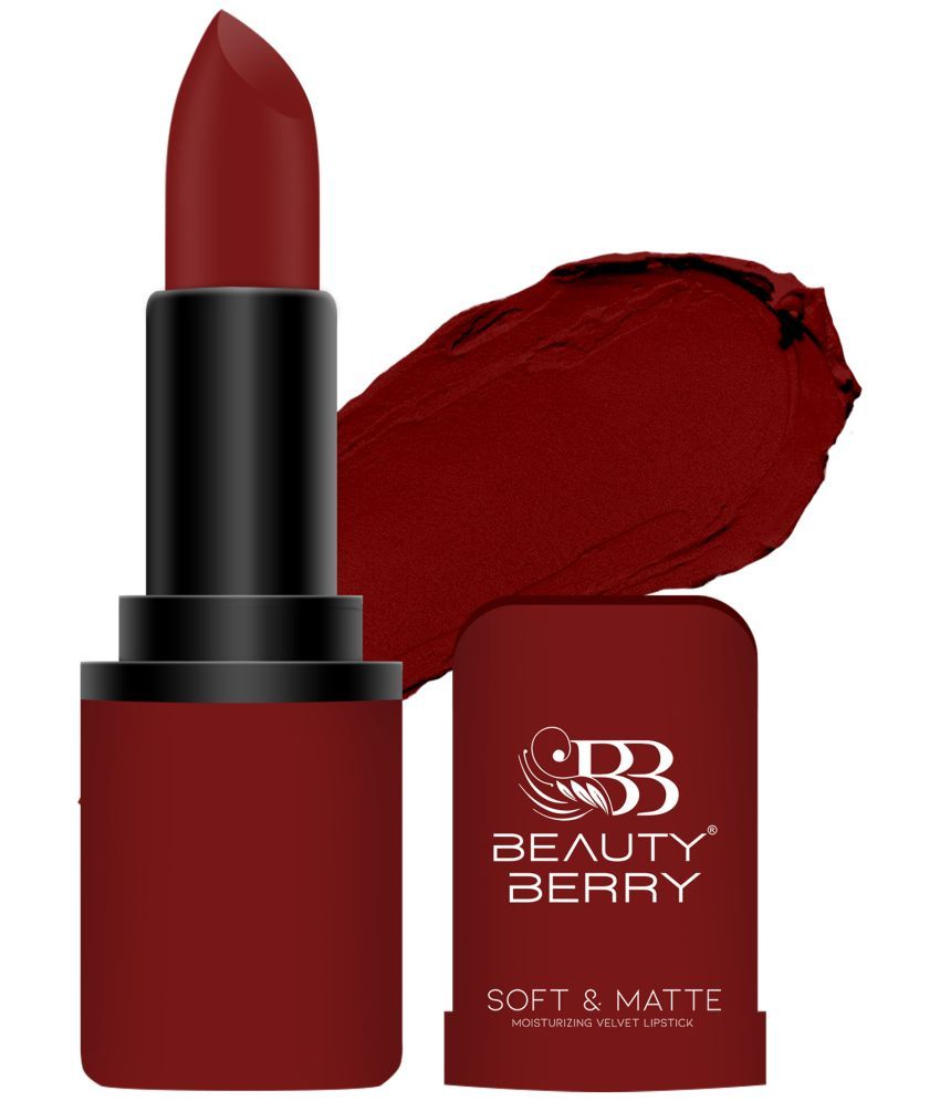     			Beauty Berry Soft & Matte Lipstick Non Drying with Velvet Matte Finish 4g, Velvet Red (Shade - 01)