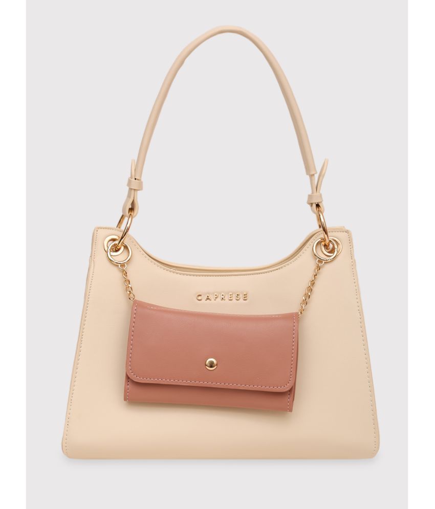     			Caprese Beige Faux Leather Satchel Bag