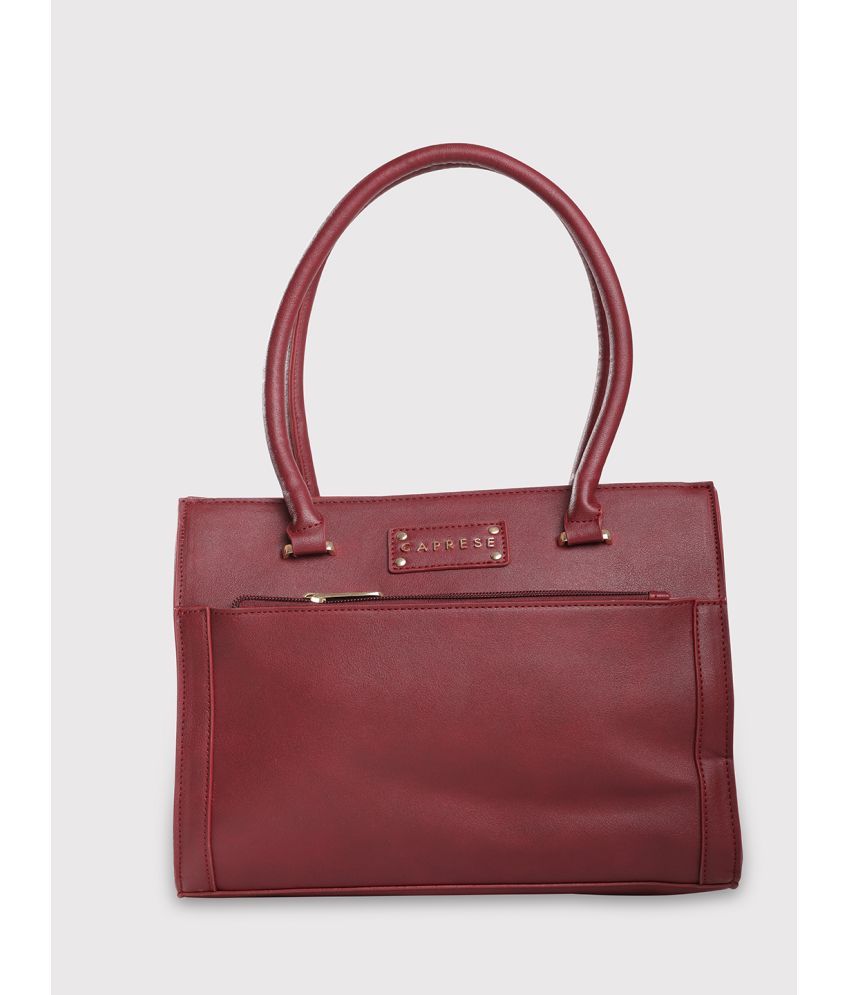     			Caprese Burgundy Faux Leather Satchel Bag