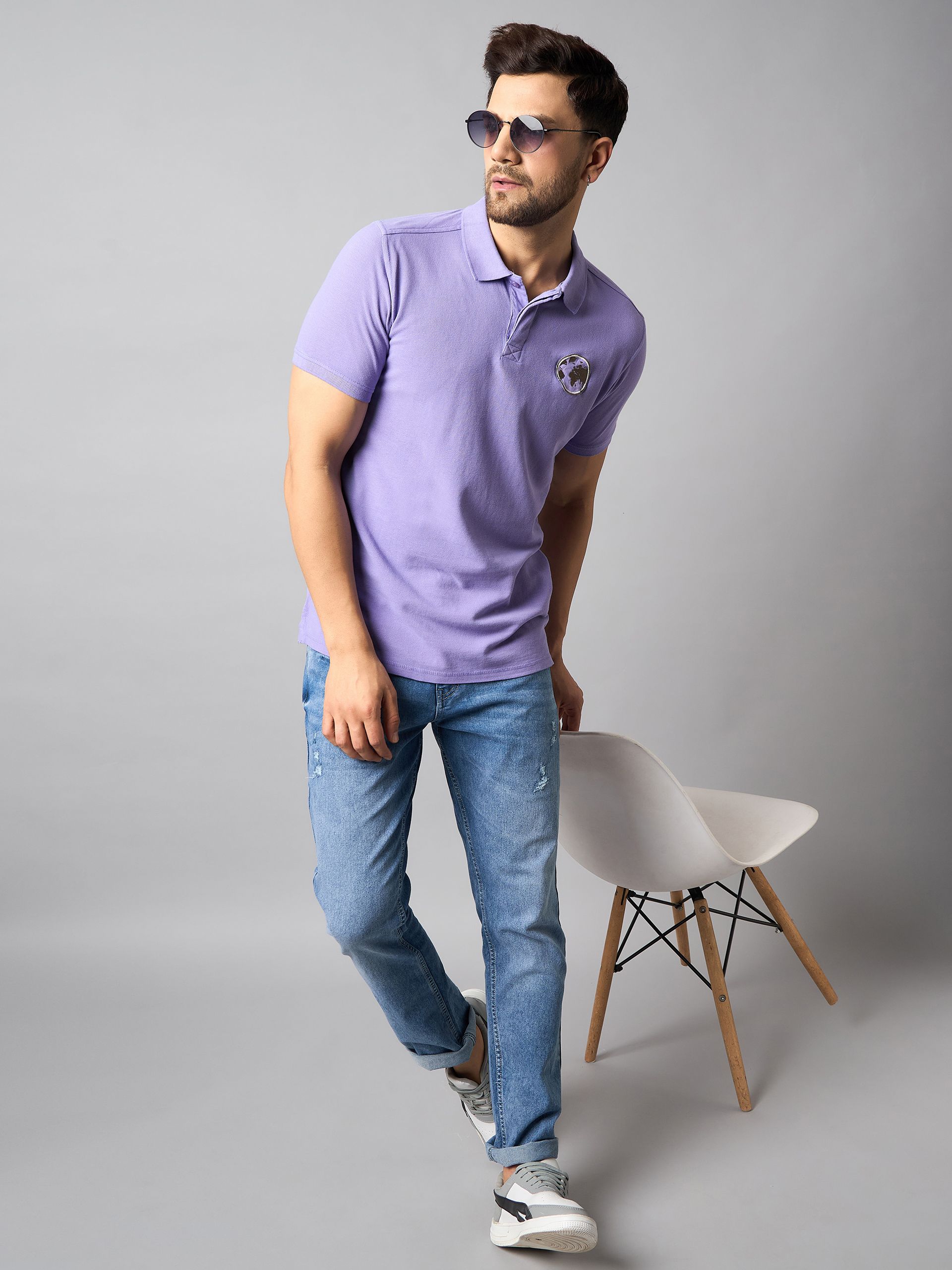     			Club York Cotton Blend Regular Fit Embroidered Half Sleeves Men's Polo T Shirt - Purple ( Pack of 1 )