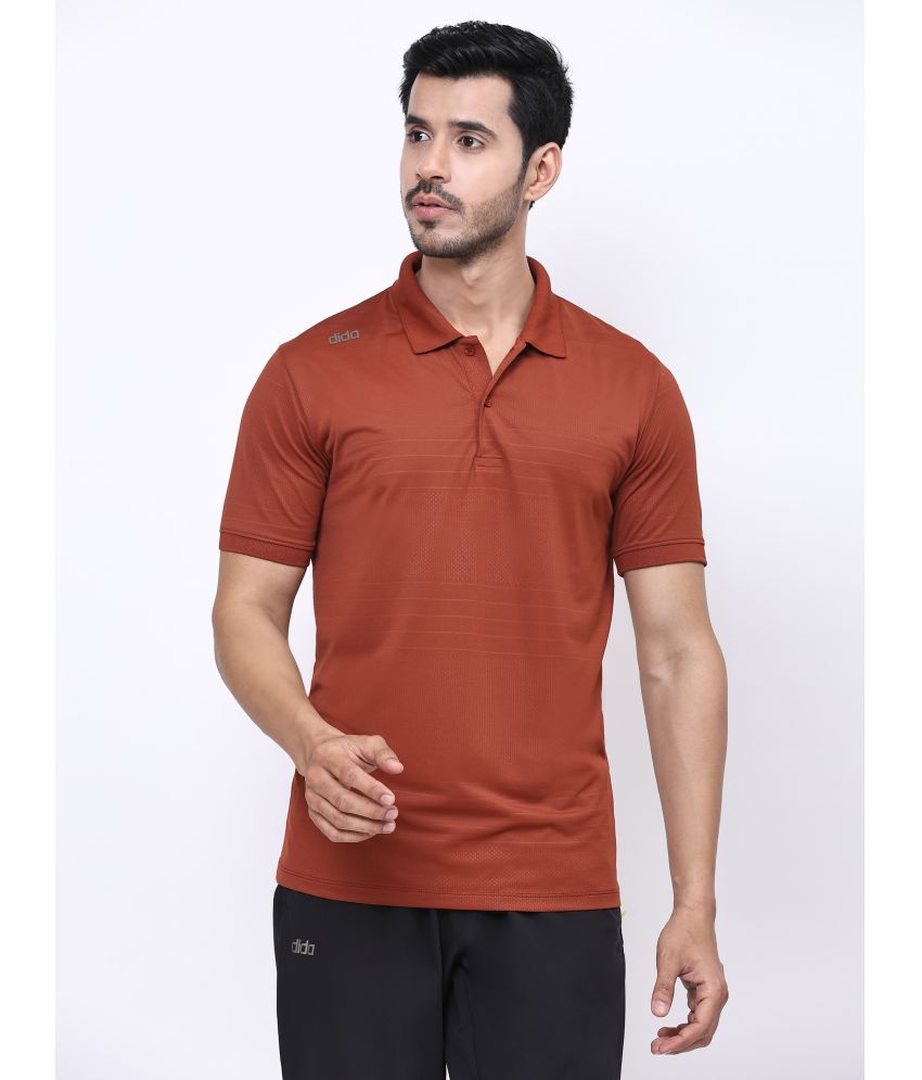     			Dida Sportswear Rust Polyester Regular Fit Men's Sports Polo T-Shirt ( Pack of 1 )