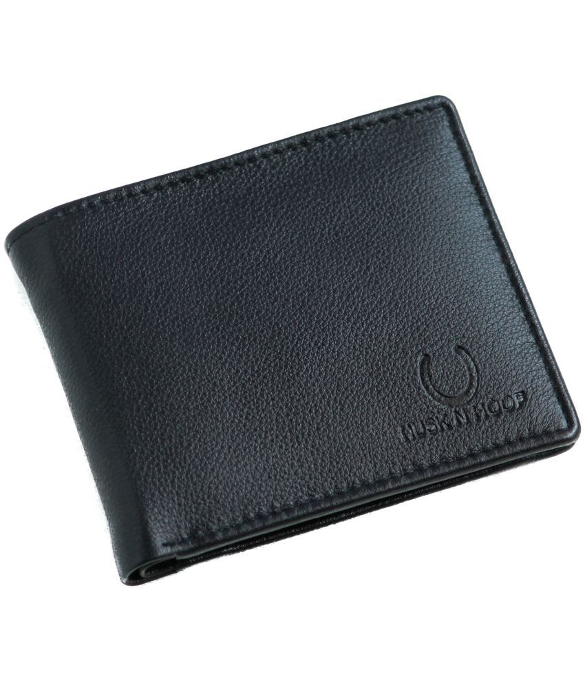     			HUSKNHOOF Black Leather Men's Regular Wallet ( Pack of 1 )
