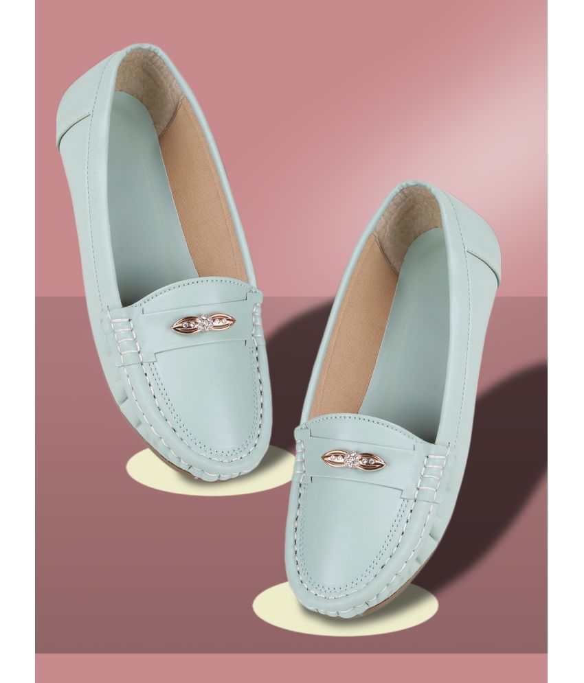     			PERY PAO Sea Green Women's Loafers